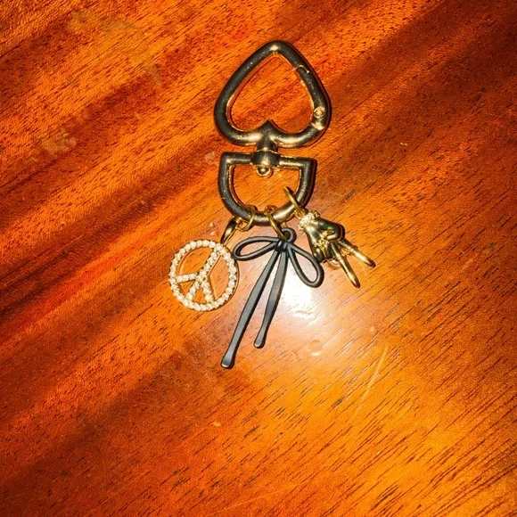 Brand new. Gold Heart Keychain with Charms - Picture 2 of 2